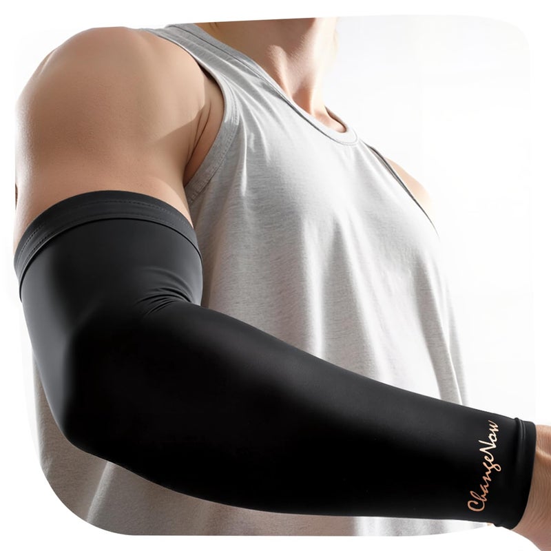 changenow Copper-Infused Compression Arm Sleeve for Men & Women [Stronger Support & Perfect Fit] Ultra Breathable Full Arm Brace for Forearm, Bicep, Triceps - Tennis Elbow, Basketball, Arthritis, Tendonitis - Image 1