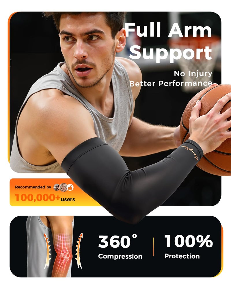 changenow Copper-Infused Compression Arm Sleeve for Men & Women [Stronger Support & Perfect Fit] Ultra Breathable Full Arm Brace for Forearm, Bicep, Triceps - Tennis Elbow, Basketball, Arthritis, Tendonitis - Image 2