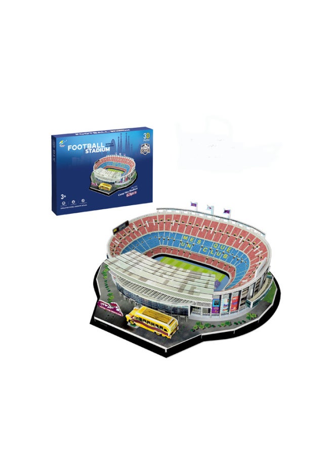 3D Jigsaw Puzzle World Cup Football Stadium Construction Stadium Model Children's DIY Puzzle Toy-Color:Barcelona-Camp Nou (small) - Image 1