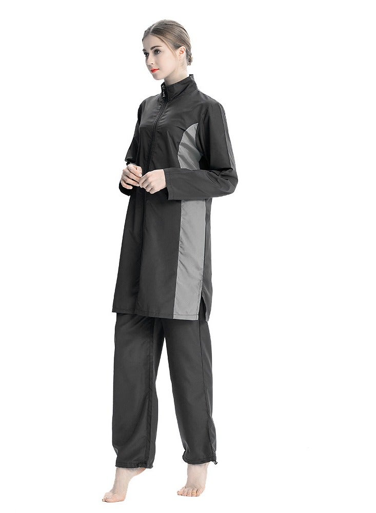 NIBEMINENT 3-Piece Muslim Conservative Swimsuit With Adjustable Pleat Design Sun Protection Split Design Swimsuit - Image 1