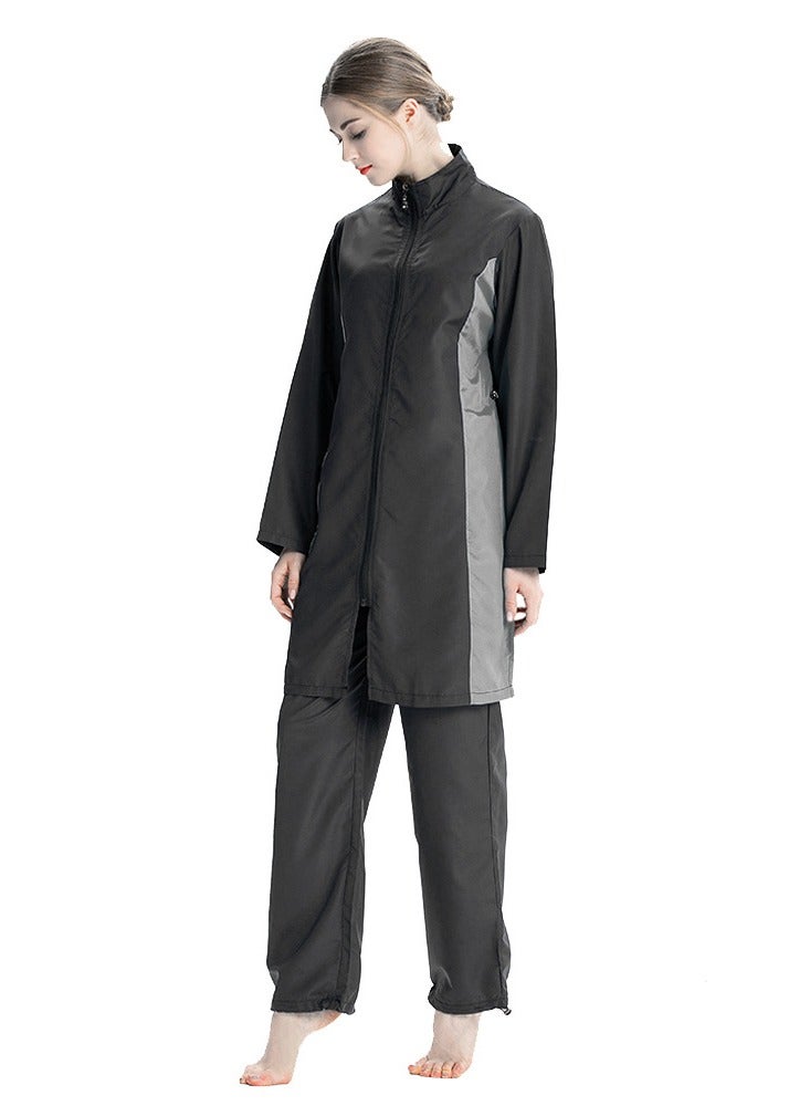 NIBEMINENT 3-Piece Muslim Conservative Swimsuit With Adjustable Pleat Design Sun Protection Split Design Swimsuit - Image 2