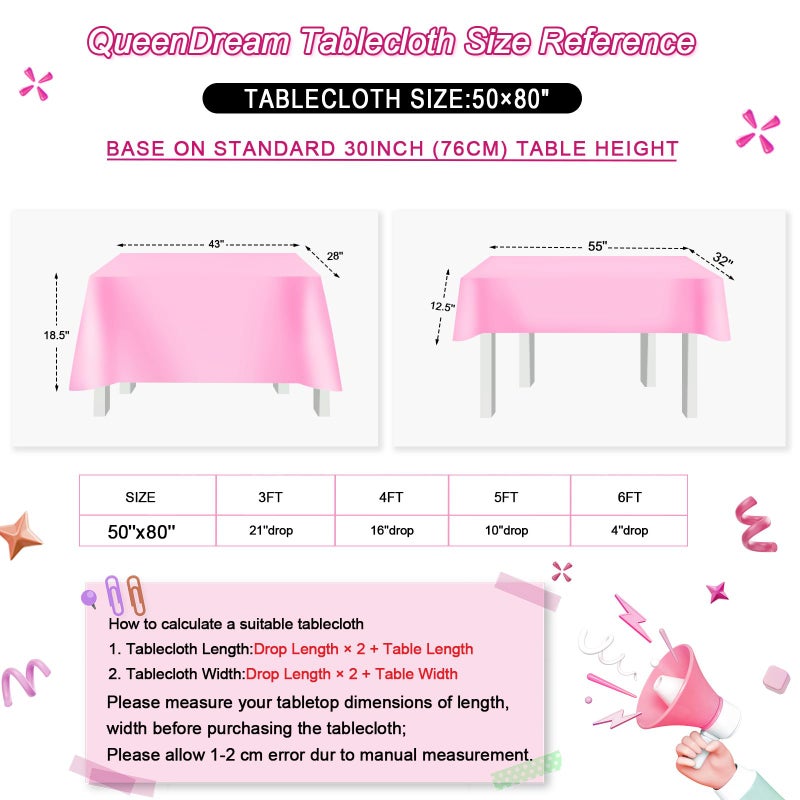 QueenDream Sparkly Sequin Tablecloth - Fuchsia Table Cloth 50x80 Inches Rectangle Table Overlay Fabric for Birthday Parties Baby Shower Decoration - Image 5