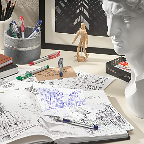 ARTEZA Disposable Fountain Pens, Pack of 12, Medium 0.9-mm Nib, Smooth-Writing Quick-Drying Blue Ink Pen, Art Supplies for Professionals, Students, and Hobbyists - Image 5