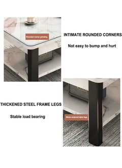 NKX White Marble finish with Black Frame Top 2 Tier Modern Living Room Home Sofa Table  - Image 4
