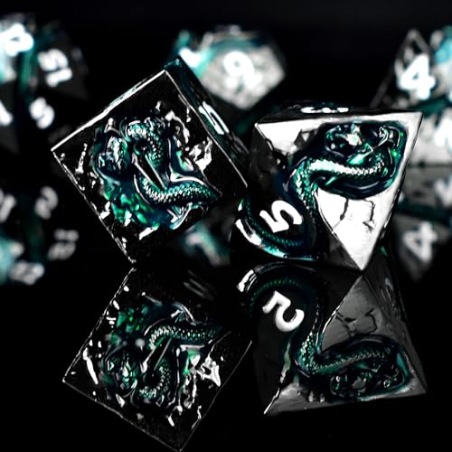 RULE DICE Metal DND Dice Set with Serpents Cunning Design 7 Polyhedral Solid DD Dice Balanced Metal Dice for Dungeons and Dragons RPG Role Playing Games - Image 5