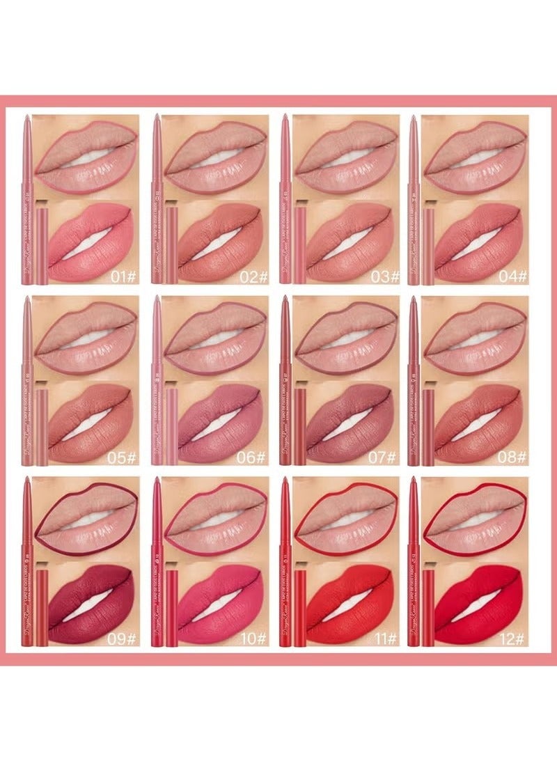 Dragon Ranee 12 Colors Matte Lip Liner/Lipstick Set,One Step Lips Makeup Kit,Velvet Nude Collection Waterproof Long Wear Lip Gloss, Lip Liner for Women To Create The Perfect Matte Lip Look! - Image 4