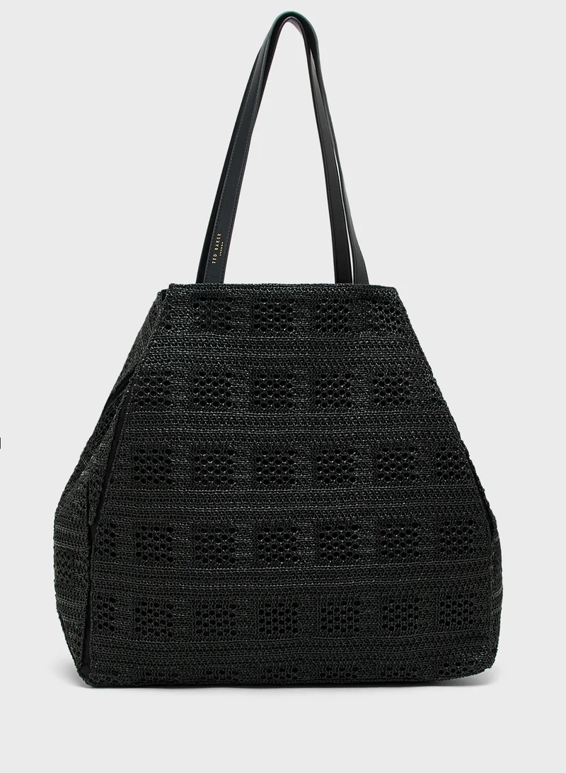 Ted Baker Raffia Straw Collapsible Puzzle Tote