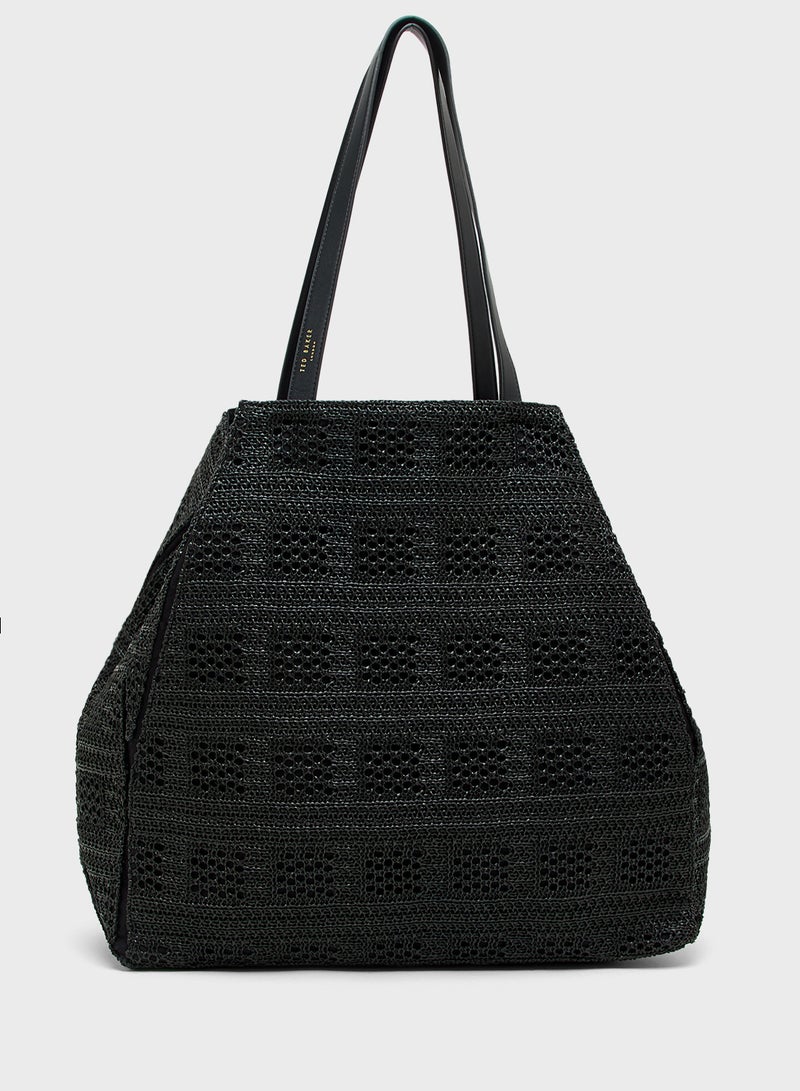 Ted Baker Raffia Straw Collapsible Puzzle Tote  - Image 2