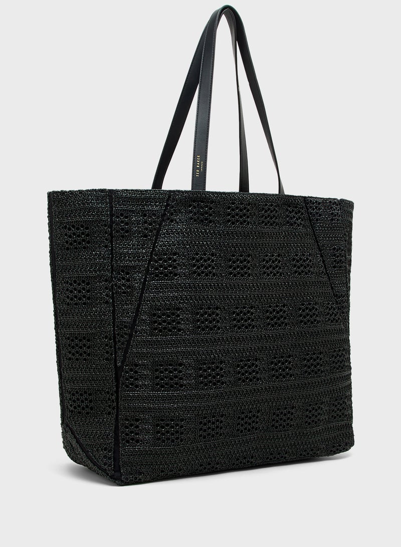 Ted Baker Raffia Straw Collapsible Puzzle Tote  - Image 4