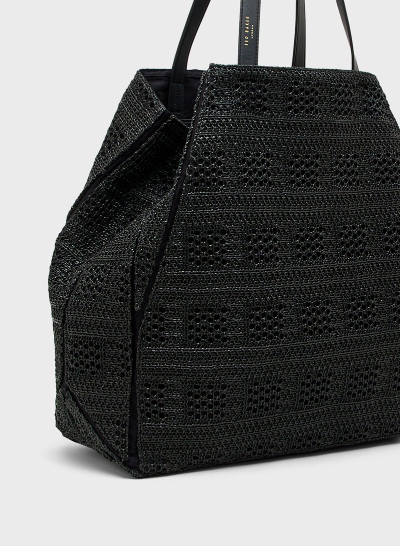 Ted Baker Raffia Straw Collapsible Puzzle Tote  - Image 5