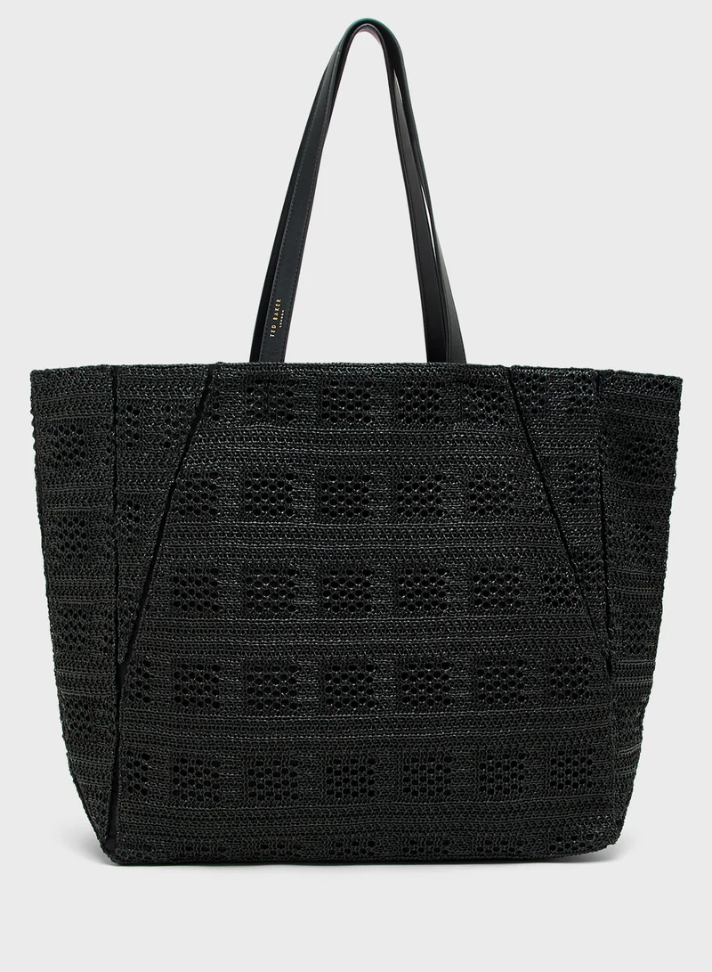 Ted Baker Raffia Straw Collapsible Puzzle Tote