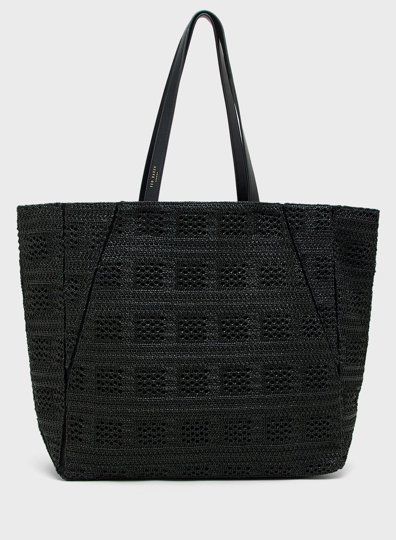Ted Baker Raffia Straw Collapsible Puzzle Tote  - Image 1