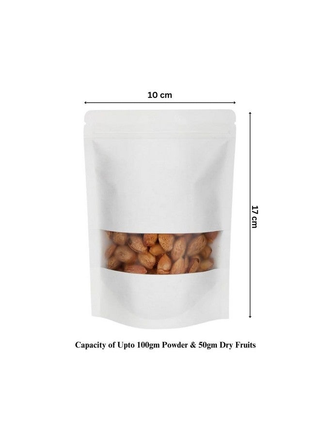 DEERA Stand Up Ziplock Reusable Airtight Polyester Storage Pouch (Matte White)(100mmX170mm)(Pack of 100) - Image 2