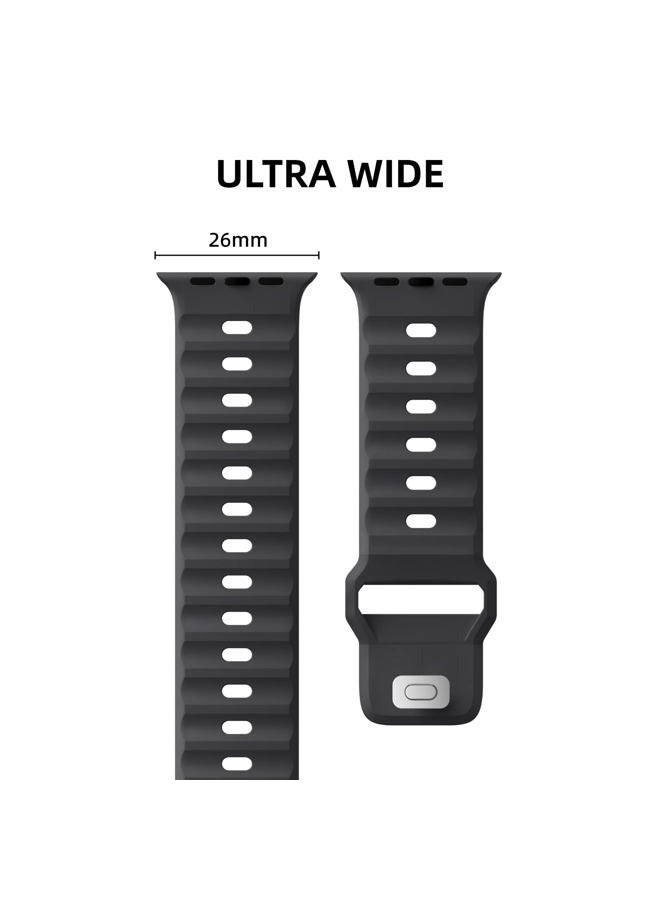 Suitisbest Sport Bands Compatible with Apple Watch Ultra 2 Band 49mm 46mm 45mm 44mm 42mm for Men, Soft Silicone Wristbands Waterproof Replacement Strap for iWatch Series 10 9 8 7 6 5 4 3 SE, 2 Pack - Image 2