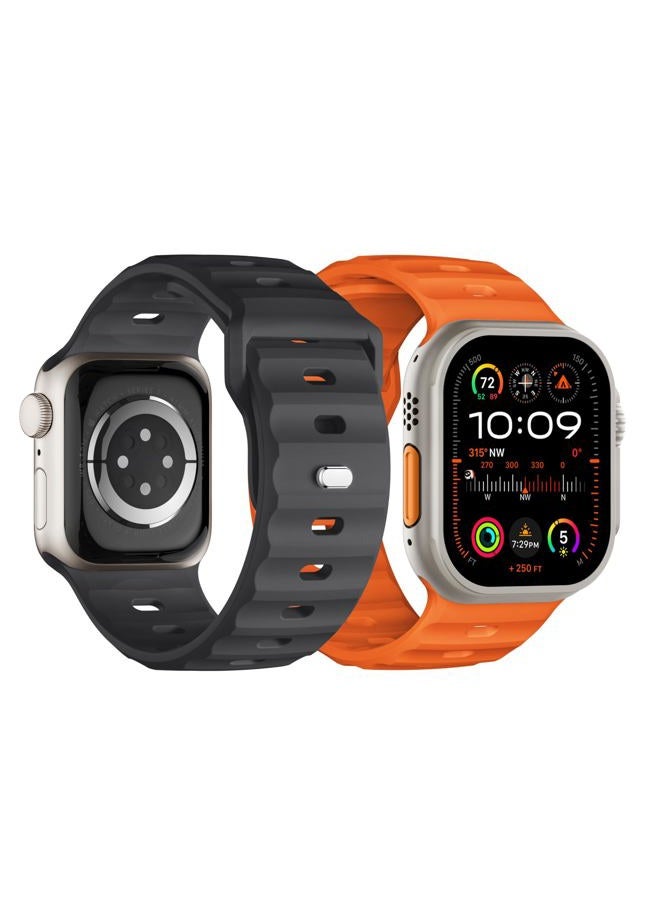 Suitisbest Sport Bands Compatible with Apple Watch Ultra 2 Band 49mm 46mm 45mm 44mm 42mm for Men, Soft Silicone Wristbands Waterproof Replacement Strap for iWatch Series 10 9 8 7 6 5 4 3 SE, 2 Pack - Image 1