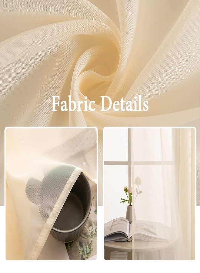 MIULEE 2 Panels Solid Color Sheer Window Curtains Elegant Window Voile Panels/Drapes/Treatment for Bedroom Living Room (54 X 72 Inches Cream Beige) - Image 3