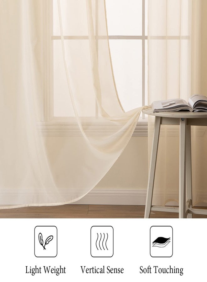 MIULEE 2 Panels Solid Color Sheer Window Curtains Elegant Window Voile Panels/Drapes/Treatment for Bedroom Living Room (54 X 72 Inches Cream Beige) - Image 4