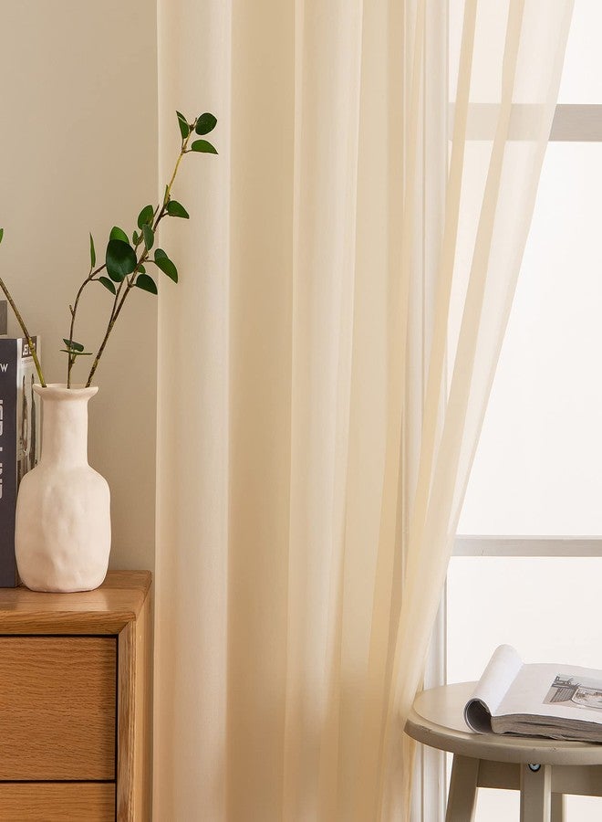MIULEE 2 Panels Solid Color Sheer Window Curtains Elegant Window Voile Panels/Drapes/Treatment for Bedroom Living Room (54 X 72 Inches Cream Beige) - Image 5
