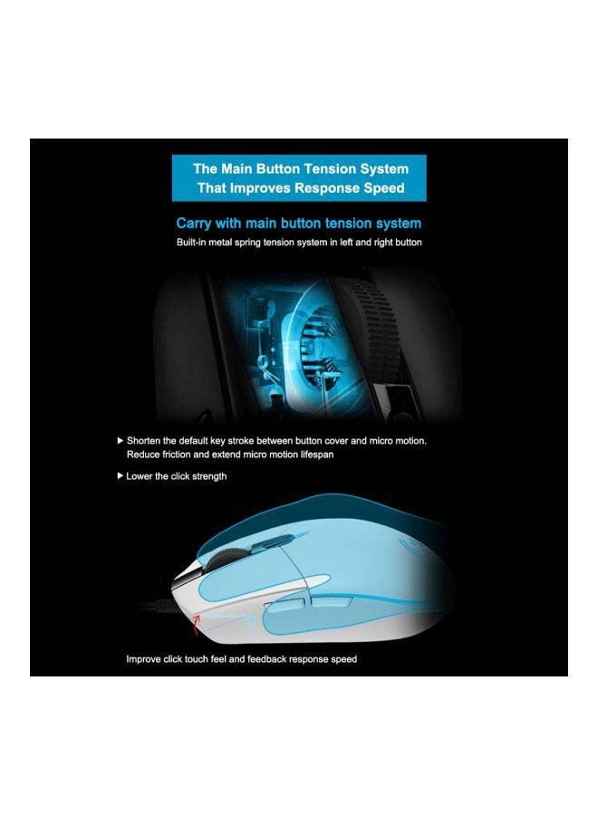 For Logitech G102 Light Sync Gaming Mouse With Customizable RGB Lighting, 6 Programmable Buttons, Gaming Grade Sensor, ,16.8mn Colour, Lightweight (White) - Image 3