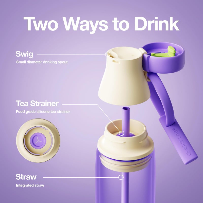 CHAKO LAB Insulated Stainless Steel Water Bottle with Two Strap | BPA-Free Leak Proof | 17oz Bottle with Spout Lid & Straw | Melon Cheese - Image 5