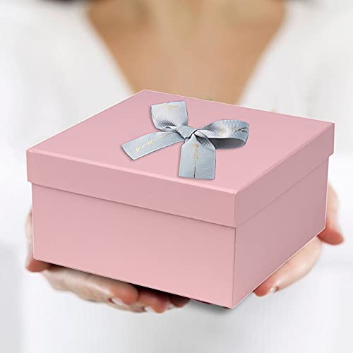 Briful Square Gift Boxes with Lids Set of 4 Pink Gift Box Assorted Sizes Nesting Gift Boxes for Presents Birthday Bridesmaid Wedding Valentines Christmas Party Favor Boxes - Image 4