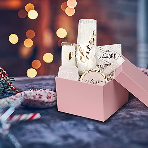 Briful Square Gift Boxes with Lids Set of 4 Pink Gift Box Assorted Sizes Nesting Gift Boxes for Presents Birthday Bridesmaid Wedding Valentines Christmas Party Favor Boxes - Image 2