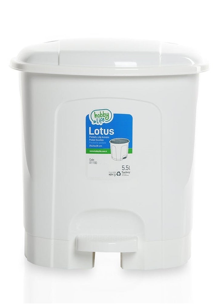 Hobby Life - Lotus Pedal Waste Bin White 5.5L - Image 1