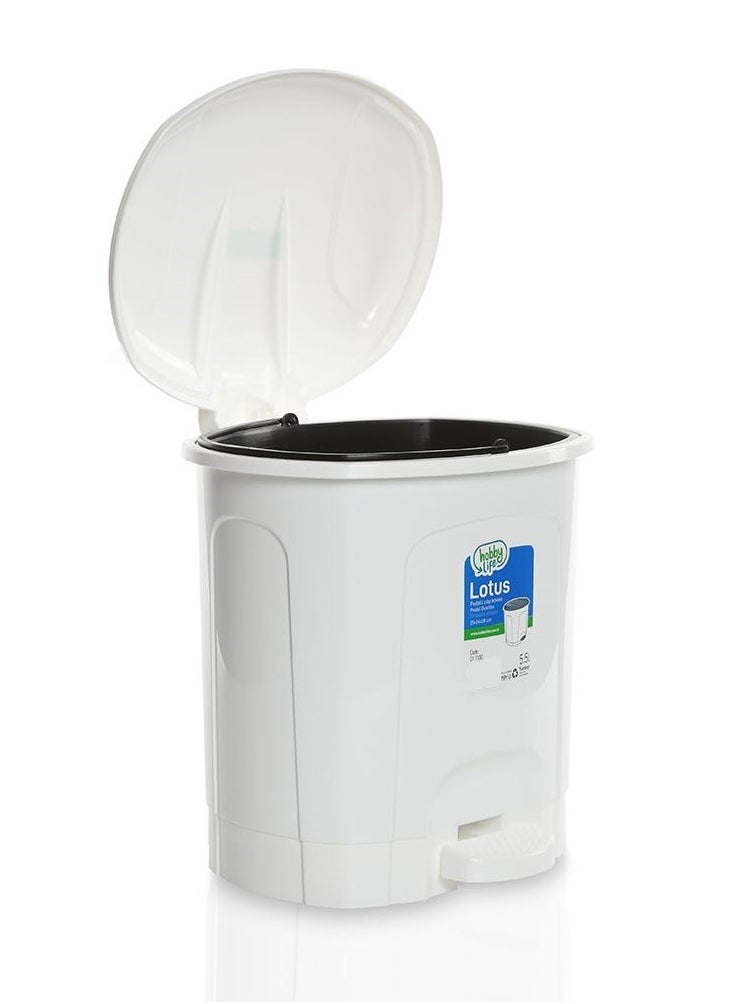Hobby Life - Lotus Pedal Waste Bin White 5.5L - Image 1