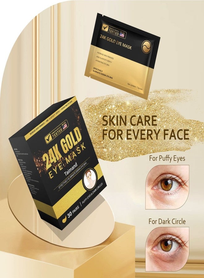 Taimand Under Eye Patches (30 Pairs), 24K Gold Under Eye Mask for Puffy Eyes, Dark Circles,Bags and Wrinkles with Collagen,Relieves Pressure and Reduces Wrinkles,Revitalises and Refreshes Your Skin - Image 4