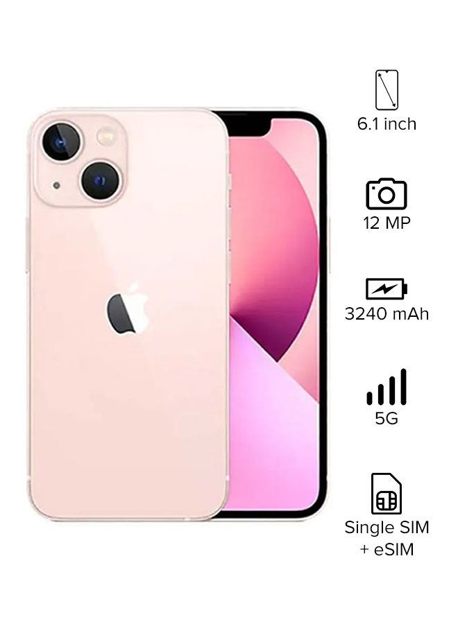 ابل  هاتف آيفون 13 بذاكرة داخلية 128 جيجابايت ويدعم تقنية 5G مع تطبيق فيس تايم، بلون وردي - إصدار عالمي - Image 1