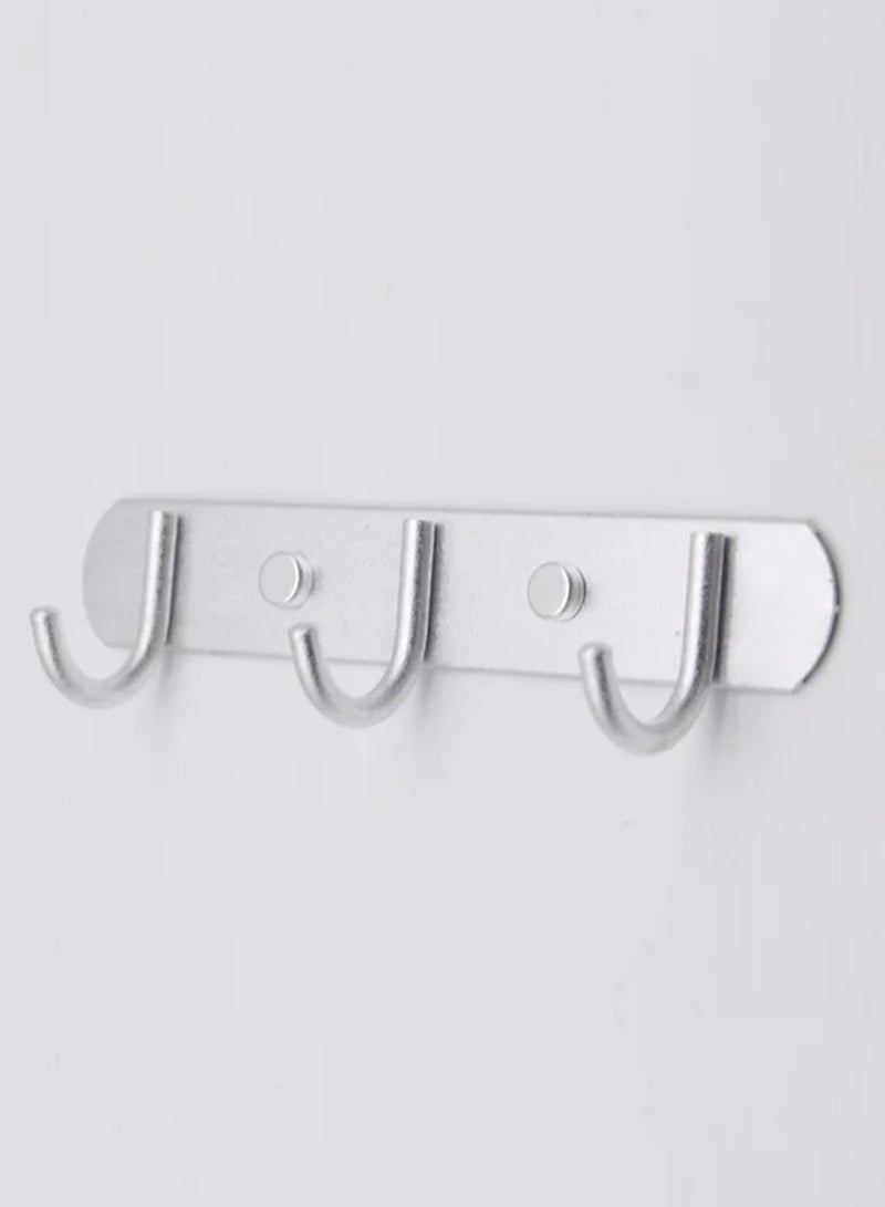 CATANES 2Pieces Aluminum Hooks Bar Hooks Hat Clothes Robe Holder Rack Wall Mounted Bathroom Kitchen Hanger 20cm and 60cm - Silver - Image 3