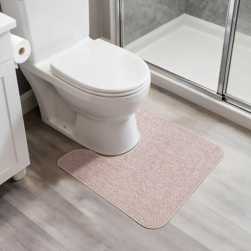 Bosap Toilet Rugs U Shaped Bathroom Rug,Machine Washable Non Slip Quick Dry Super Absorbent Ultra Thin Toilet Mats for Bathroom Toilet.Beige,1'8"x2'(20x24inch) - Image 1