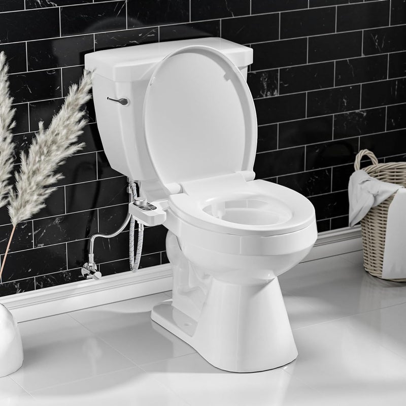 SAMODRA Non-Electric Bidet - Self Cleaning Dual Nozzle (Frontal and Rear Wash) Fresh Water Bidet Toilet Seat Attachment with Independent Adjustable Water Pressure (Classic Black/Silver) - Image 3