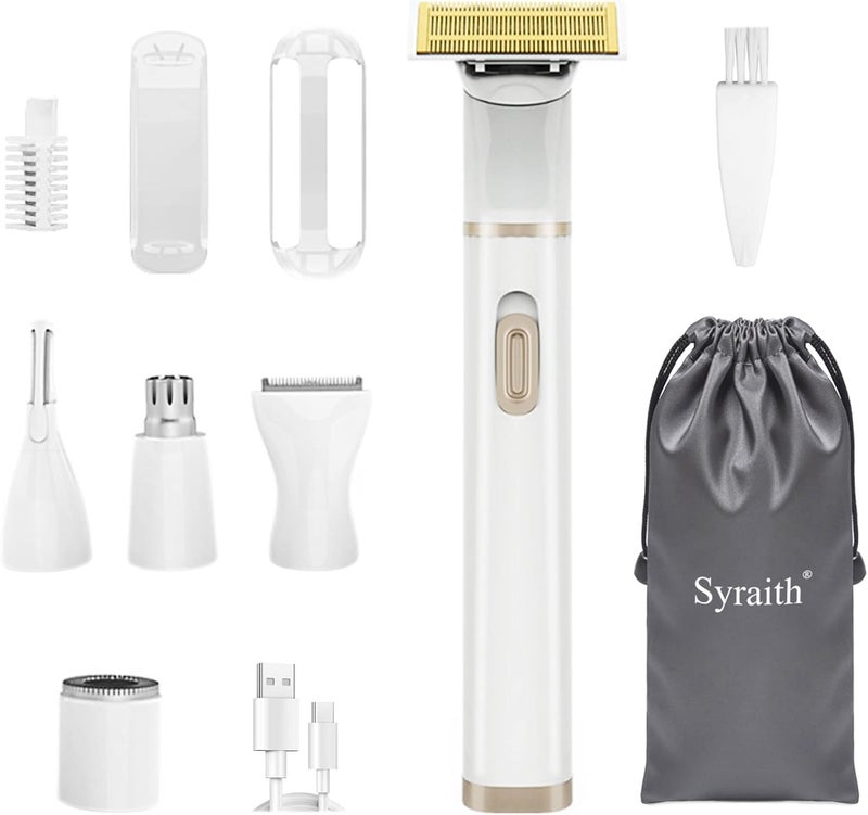 Syraith Electric Razors for Women, Syraith Rechargeable Bikini Trimmer, 5 in 1 Lady Electric Razor, Painless Women’s Hair Remover, Great for Eyebrow/Face/Nose/Underarms/Arms/Legs Etc, with Storage Bag - Image 1
