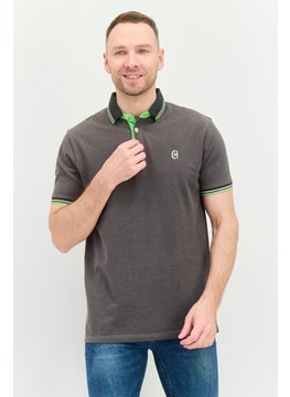 CROSSHATCH Men Regular Fit Embroidered Logo Short Sleeves Polo, Grey  - Image 1