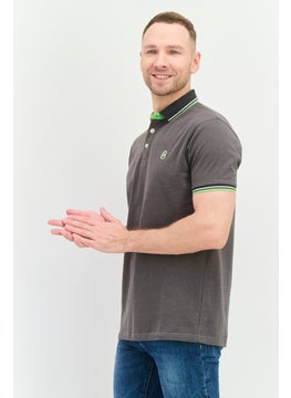 CROSSHATCH Men Regular Fit Embroidered Logo Short Sleeves Polo, Grey  - Image 2