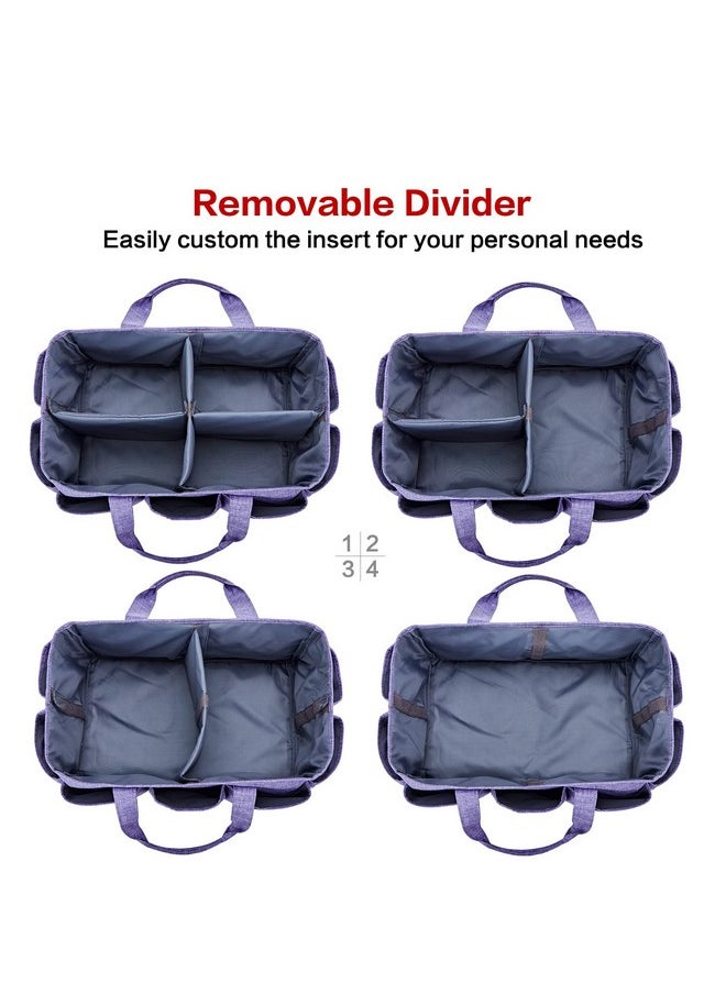 HOMEST - Craft Organizer Tote Bag With Multiple Pockets, Storage Art Caddy For Scrapbooking, Crafts Supply Carrier For Tools, Purple - Image 1