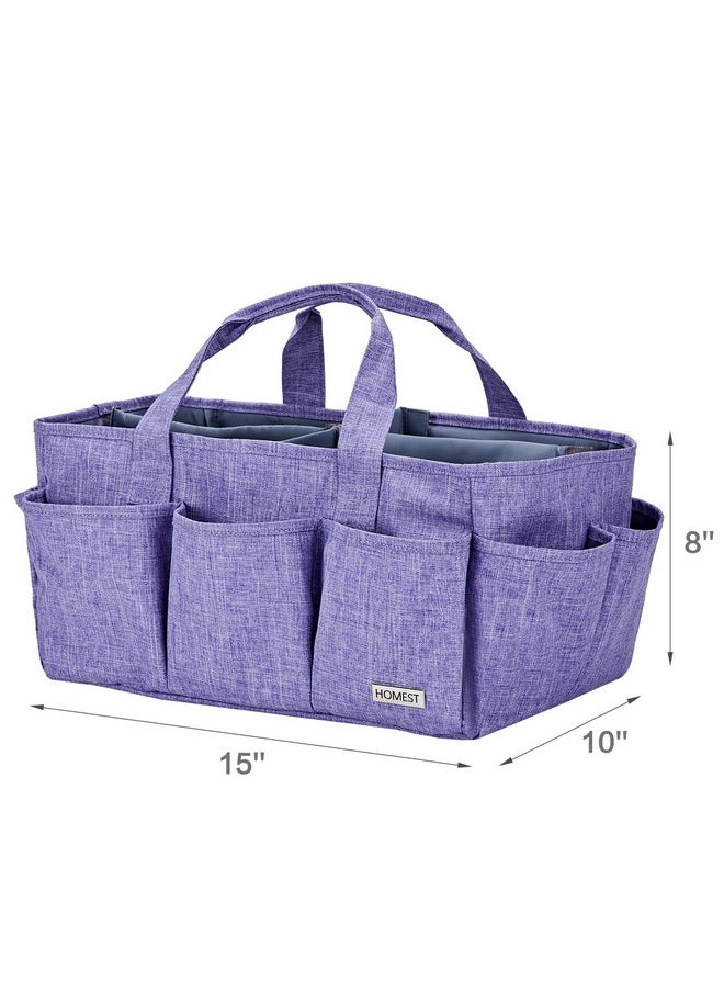HOMEST - Craft Organizer Tote Bag With Multiple Pockets, Storage Art Caddy For Scrapbooking, Crafts Supply Carrier For Tools, Purple - Image 1
