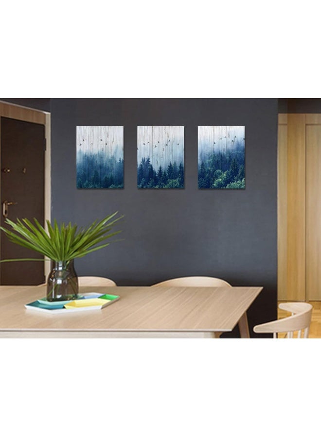 Arjun Mountain Indigo Canvas Wall Art Misty Forest Pictures Modern Nature Navy Blue Painting Trees Landscape Artwork Prints Framed for Bathroom Living Room Bedroom Kitchen Dining Room Home Office - Image 5