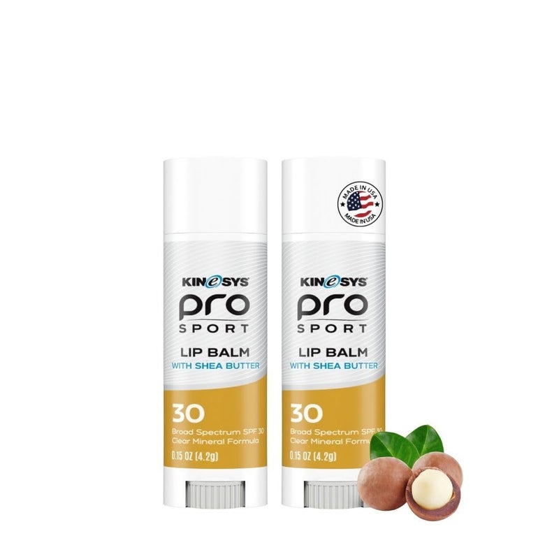 KINeSYS Pro Sport Lip Balm with Shea Butter, SPF30 Broad Spectrum, Moisturizing Lip Care for Outdoor Activities, Water-Resistant & UVA/UVB Protection, Clear Matte Finish (Pack of 2, 0.15 Ounce Each) - Image 1