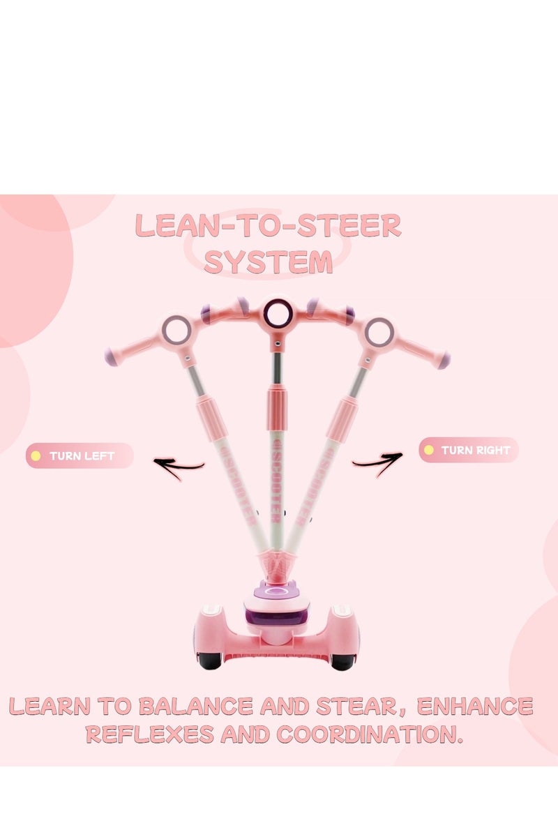 إيزي فيتشور سكوتر إيزي فيوتشر للأطفال بمقبض قابل للطي وتعديل الارتفاع وعجلات بولي يوريثان LED وفرامل خلفية وموسيقى للأطفال من عمر 3 إلى 8 سنوات - Image 4