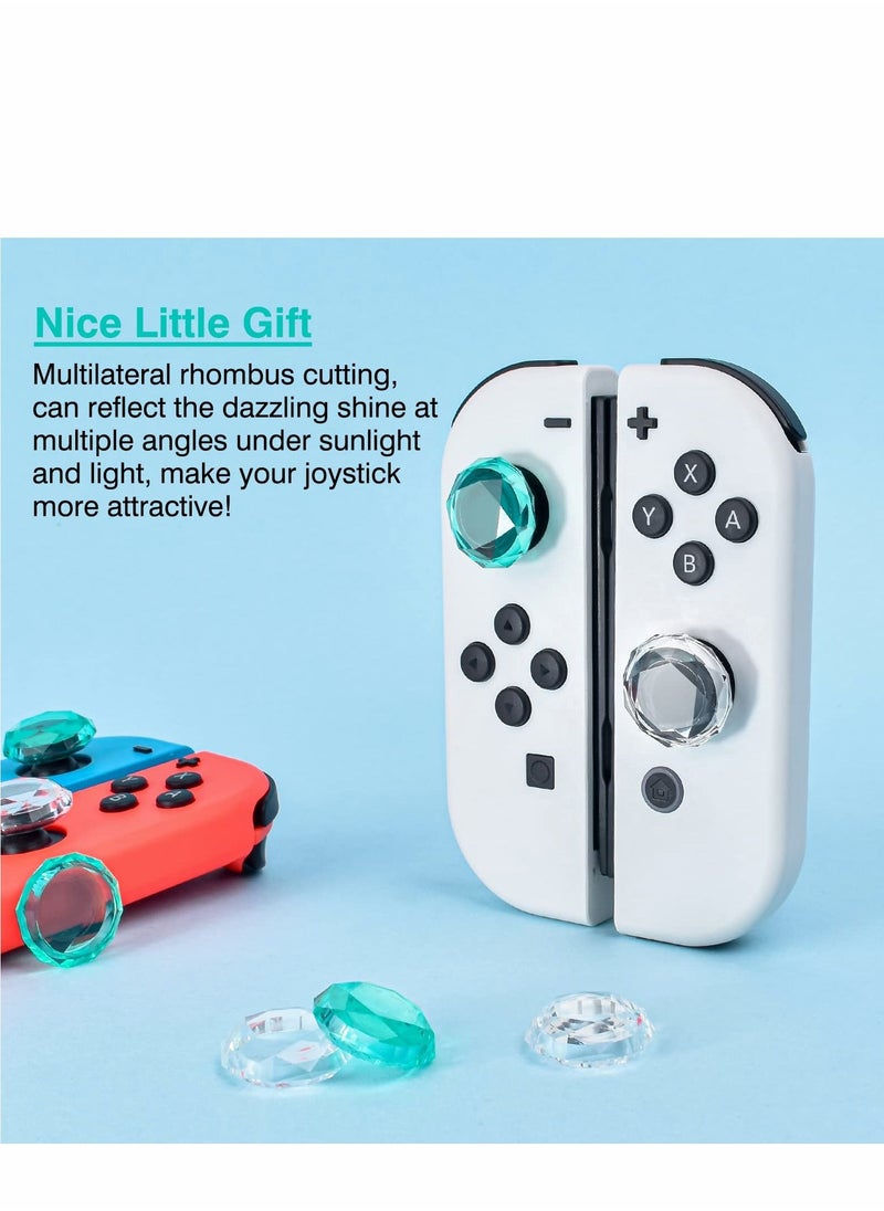 Excefore - Thumb Grip Caps Compatible with Switch Lite OLED Joy Con, 4PCS 3D Crystal Clear Console Joystick Cover - Image 1