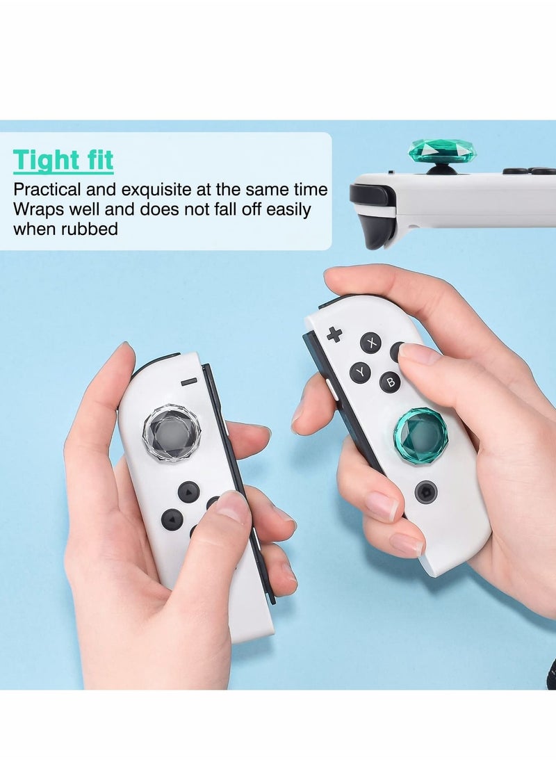 Excefore - Thumb Grip Caps Compatible with Switch Lite OLED Joy Con, 4PCS 3D Crystal Clear Console Joystick Cover - Image 1