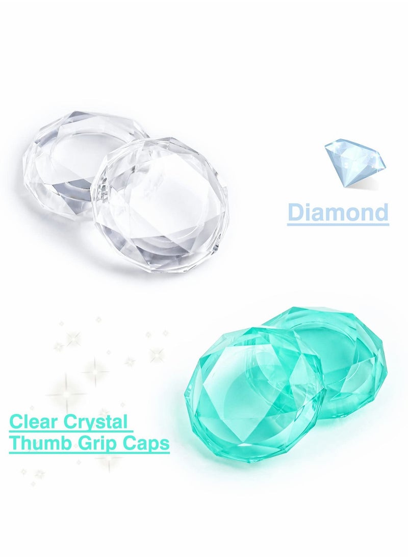 Excefore - Thumb Grip Caps Compatible with Switch Lite OLED Joy Con, 4PCS 3D Crystal Clear Console Joystick Cover - Image 1