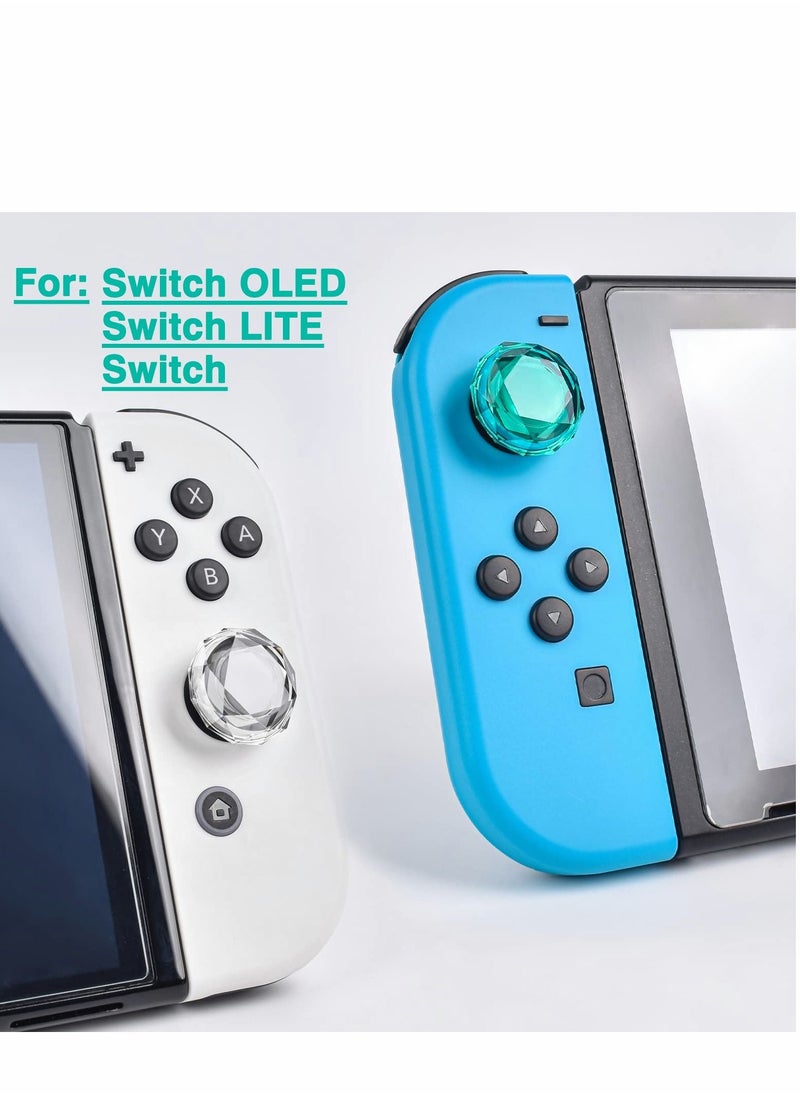 Excefore - Thumb Grip Caps Compatible with Switch Lite OLED Joy Con, 4PCS 3D Crystal Clear Console Joystick Cover - Image 1
