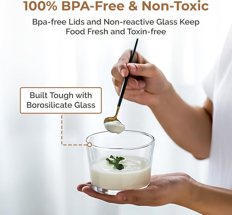 Home Essentials Glass Containers with Lid - 260ml Leak-Proof Glass Sealed Jar with Lid|Food Grade Ideal for Kitchen,Refrigerator,Storage,Fresh-Keeping,Storage,Milk,Fruit,Coffee (Pack of 6) Transparent - Image 4