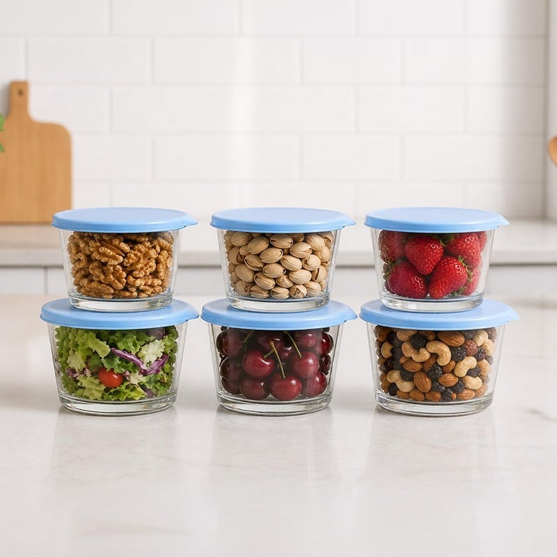 Home Essentials Glass Containers with Lid - 260ml Leak-Proof Glass Sealed Jar with Lid|Food Grade Ideal for Kitchen,Refrigerator,Storage,Fresh-Keeping,Storage,Milk,Fruit,Coffee (Pack of 6) Transparent - Image 1