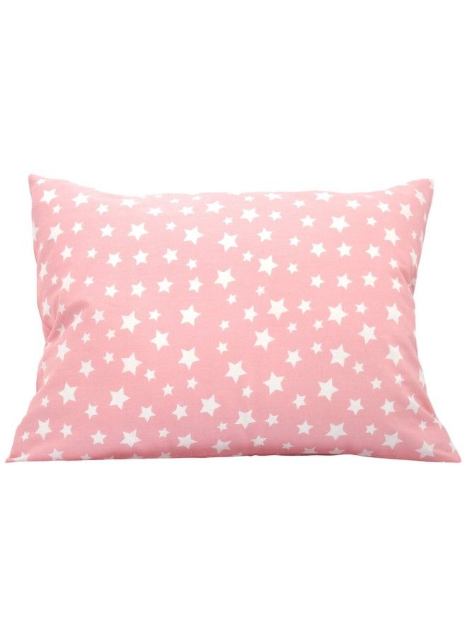Comfy Turtles 13 X 18 Inch Toddler Size Pillowcase Natural Cotton Pillow Cover For Children Boys Girls & Kids For Sweet Dreams Sleeping & Travel Soft & Breathable Pink Stars - Image 2