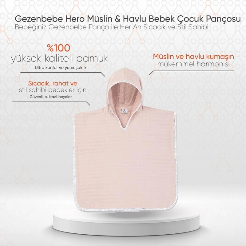 Gezenbebe Hero Muslin & Towel Baby Kids Poncho Bunny