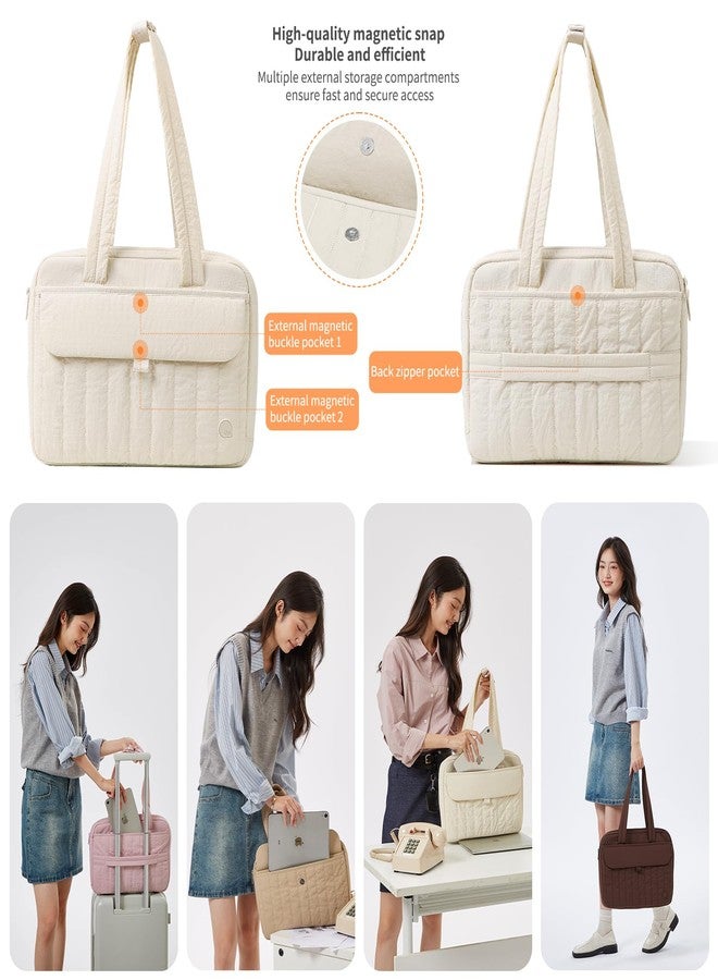 aji Laptop Tote Bag for Women, 14Inch&16 Inch Laptop Tote Bag with Luggage Trolley Strap for Work/Travel/College/Daily (Blush Beige, 17.3 Inch) - Image 5
